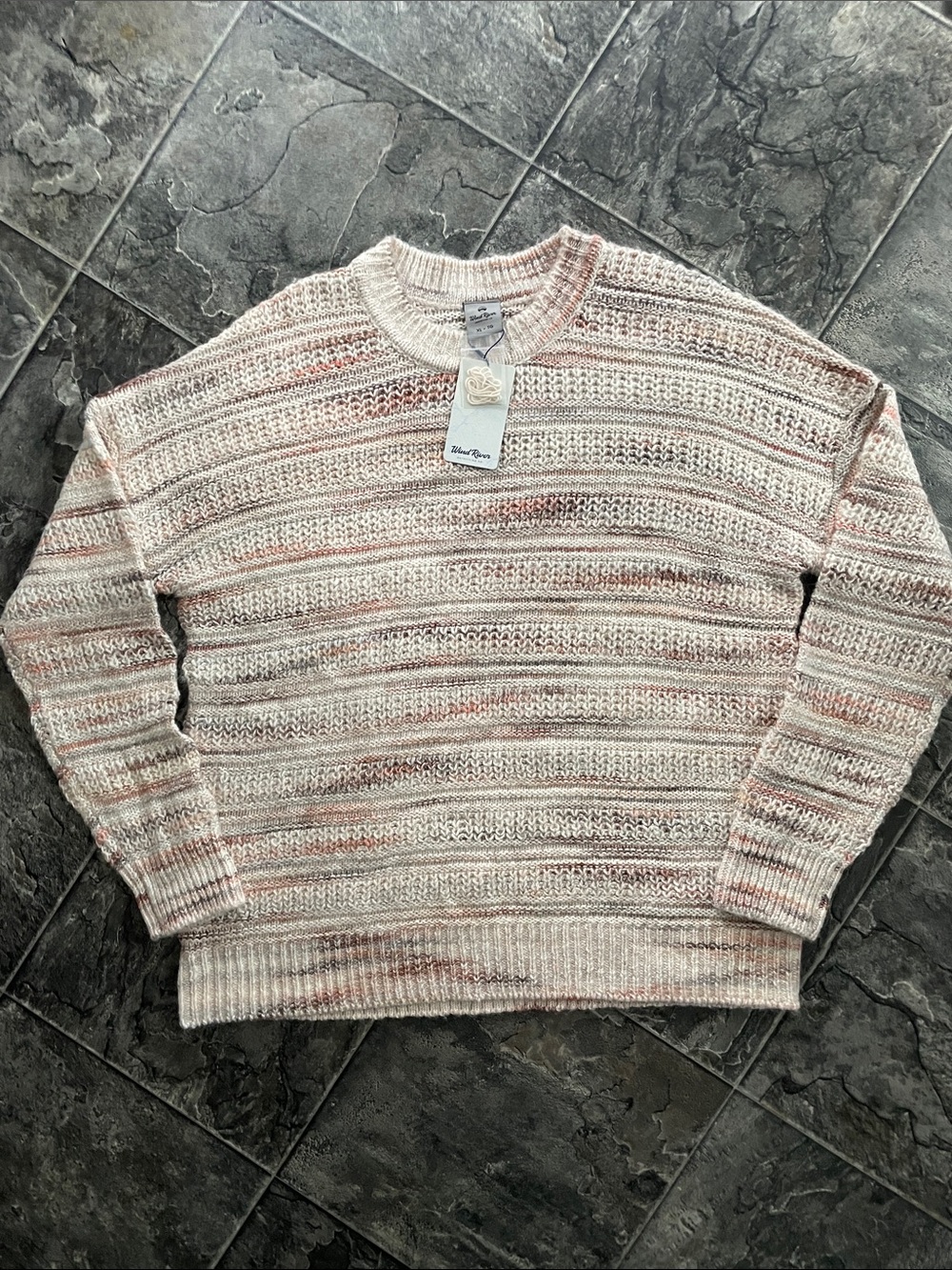 ⭐️NWT WINDRIVER Knit Crewneck Cottagecore Cozy Soft Peach Cream Blush Sweater